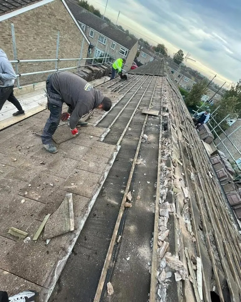 Roof strip and re-felt in progress in Charlestown